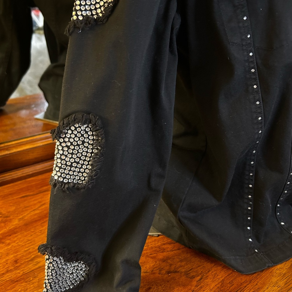 Quacker Factory vintage black denim heart jacket. Size M. - Picture 2 of 8